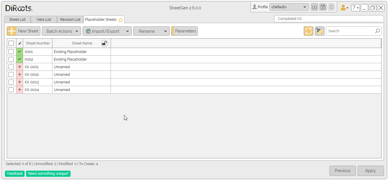 SheetGen add parameters columns